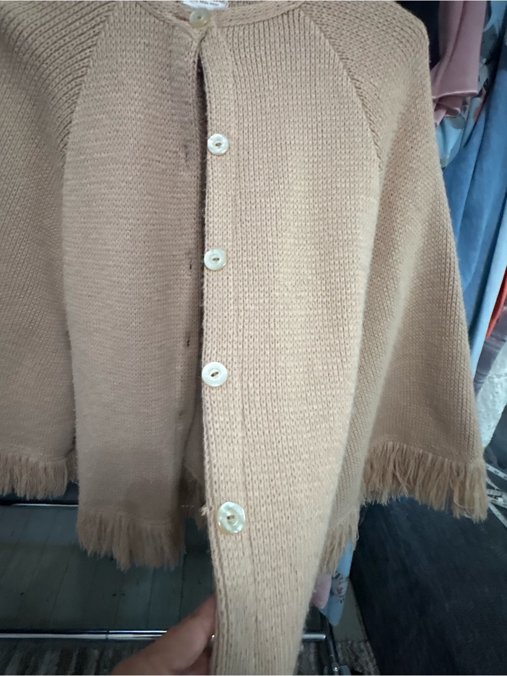 Vintage 70s Montgomery Ward Knit Fringe Poncho Cape